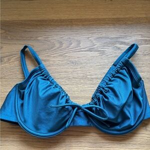 Shade & Shore Teal Underwire Bikini Top with Front Tie